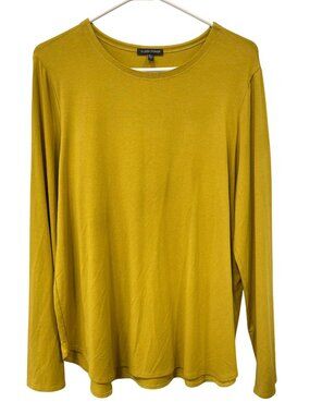 Eileen Fisher Shirt Size XL Crewneck Long Sleeve Tee Yellow Rayon Blend Casual